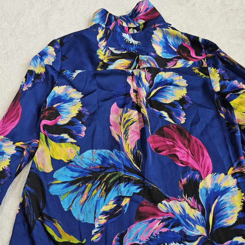 Elie Tahari Womens  The Madeline Silk-Blend Blouse, Blue - Picture 11 of 14